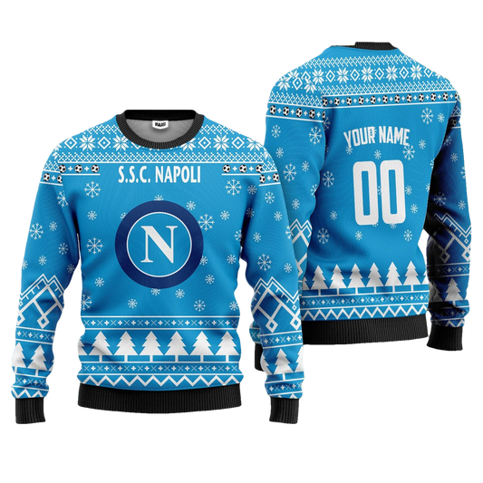 S.S.C Napoli Personalized Ugly Christmas Sweater Blue Version ? Usalast
