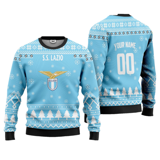 S.S. Lazio Personalized Ugly Christmas Sweater Blue Version ? Usalast