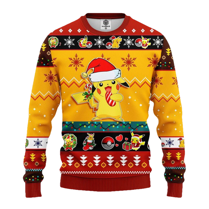 Pikachu Pokemon Ugly Christmas Sweater Yellow 3 Amazing Gift Idea Thanksgiving Gift ? Usalast