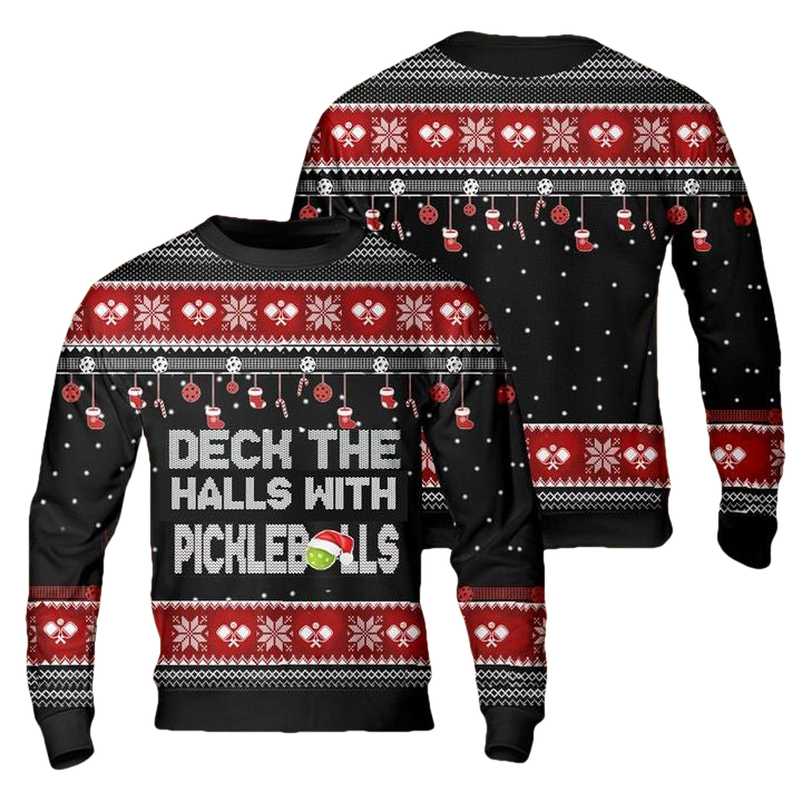 Pickleball Deck The Halls Christmas AOP Sweater ? D961 ? Usalast