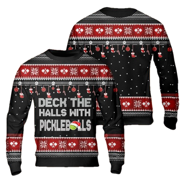 Pickleball Deck The Halls Christmas AOP Sweater ? D961 ? Usalast