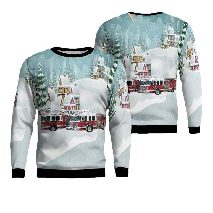 North Carolina Charlotte Fire Department Christmas Sweater 3D ? Usalast