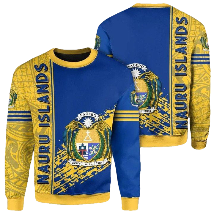 Nauru Islands Coat Of Arms Sweater Quarter Style J1C ? Usalast