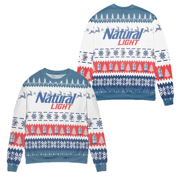 Natural Light Beer Christmas Pattern Ugly Christmas Sweater ? Usalast