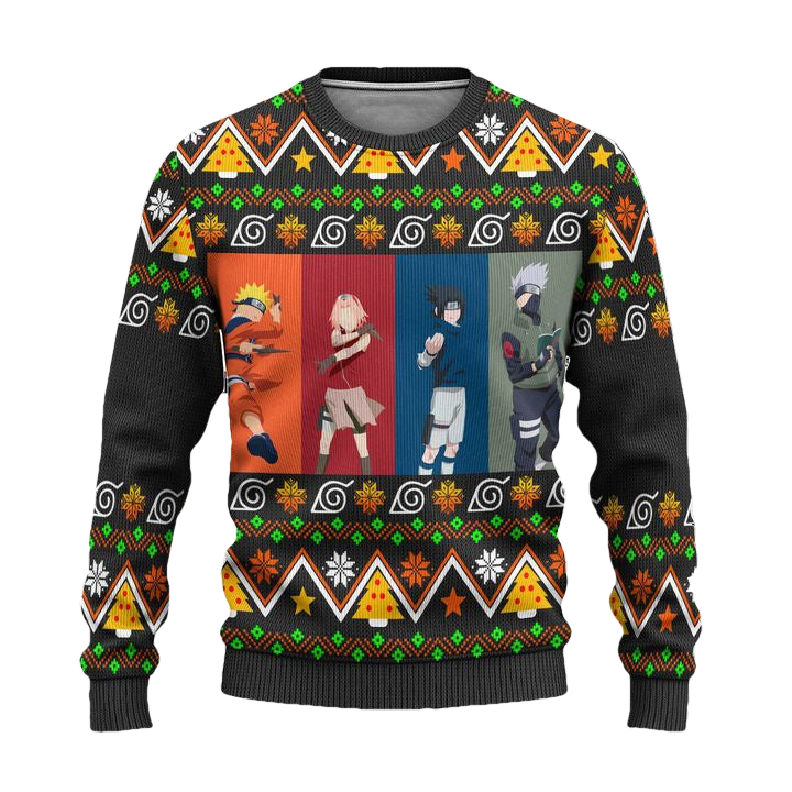 Naruto Team 7 Anime Ugly Christmas Sweater Konohagakure Xmas Gift ? Usalast