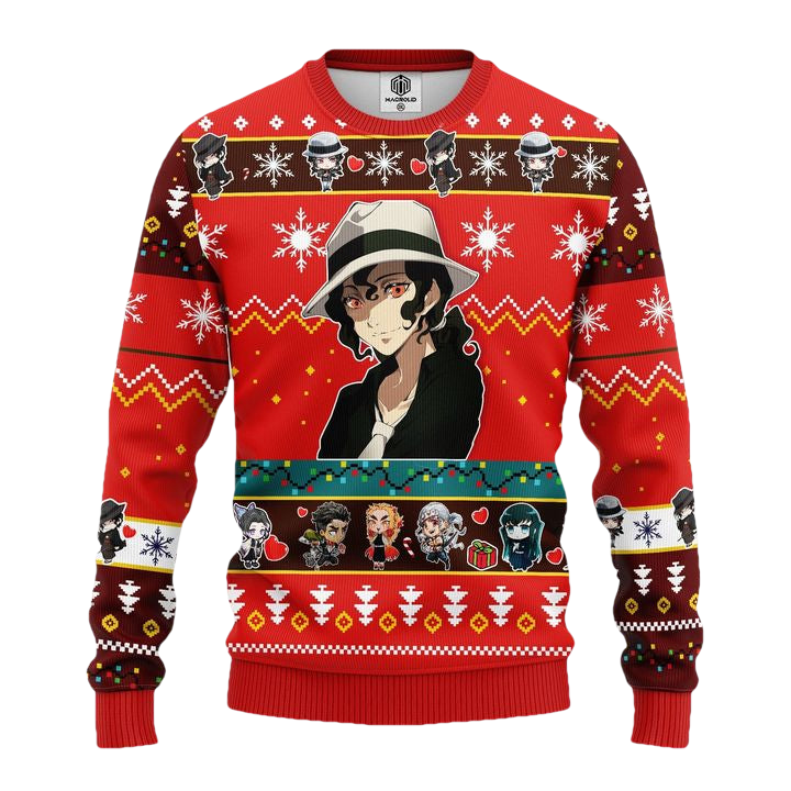 Muzan Kibutsuji Christmas Demon Slayer Anime Ugly Christmas Sweater Red 1 Amazing Gift Idea Thanksgiving Gift ? Usalast