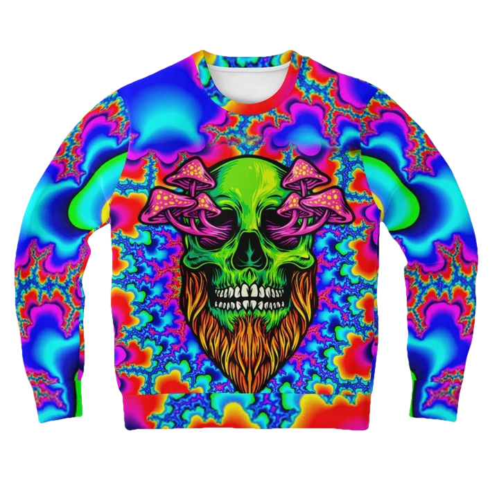 Mushroom Head Holographic Psychedelic 3d Ugly Christmas Sweater ? Usalast