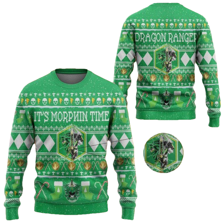 Mighty Morphin Ninjetti Green Ranger Christmas Sweater ? Usalast