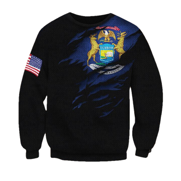 Michigan State Flag ? Us Flag Logo Sweater United Stated State Flag Pride Michigan Gift ? Usalast