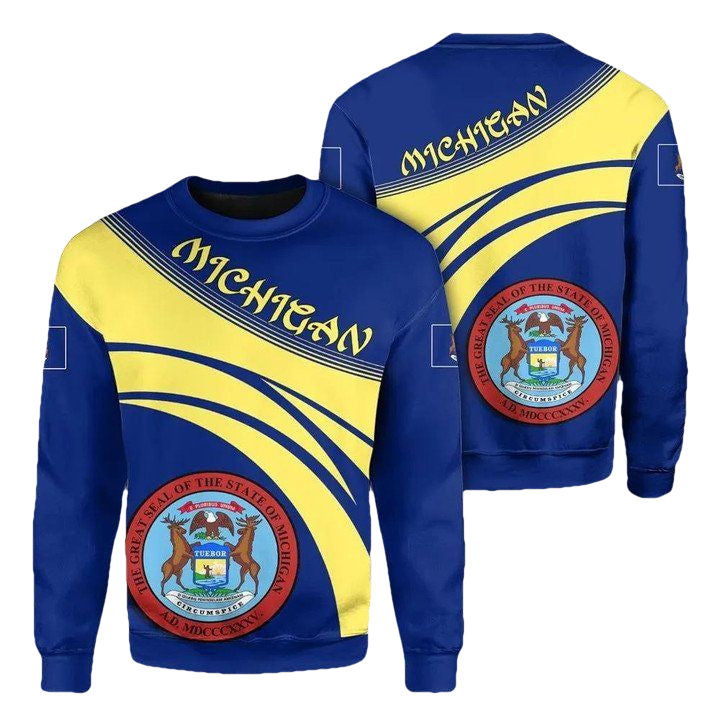 Michigan Coat Of Arms Sweater Cricket Style J5W ? Usalast