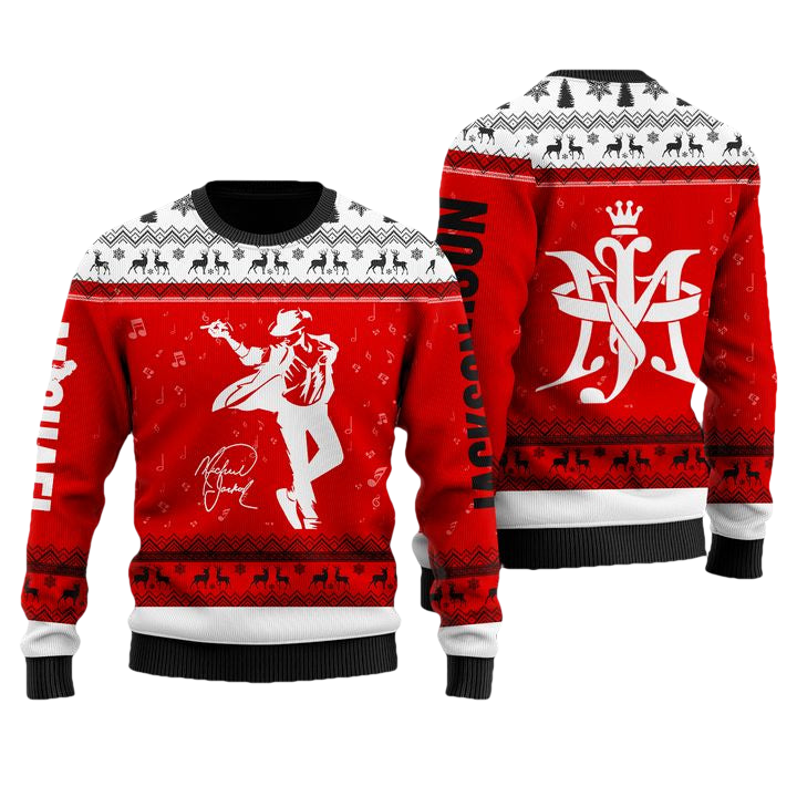 Michael Jackson Red & White Faux Wool Sweater ? Usalast