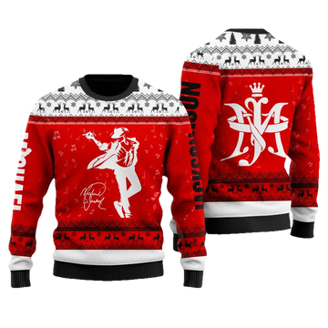 Michael Jackson Red & White Faux Wool Sweater ? Usalast