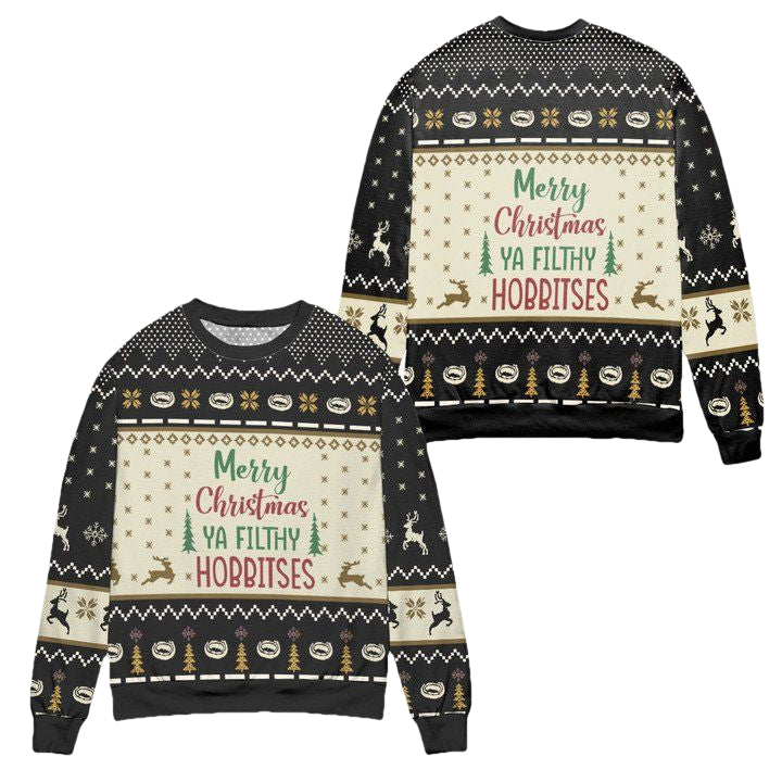 Merry Christmas You Filthy Hobbitses Ugly Christmas Sweater ? Black ? Usalast
