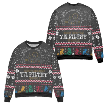 Merry Christmas Ya Filthy Muggle Hogwarts Harry Potter Ugly Christmas Sweater ? Black ? Usalast
