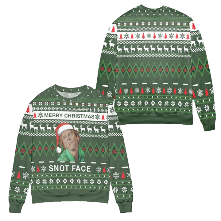 Merry Christmas Snot Face Drop Dead Fred Ugly Christmas Sweater ? Green ? Usalast