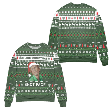 Merry Christmas Snot Face Drop Dead Fred Ugly Christmas Sweater ? Green ? Usalast