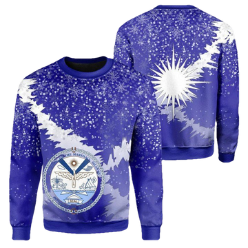 Marshall Islands Coat Of Arms Sweater ? Blue ? X Style ? J82 ? Usalast