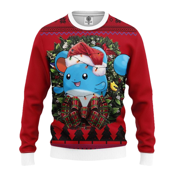Marill Pokemon Noel Mc Ugly Christmas Sweater Thanksgiving Gift ? Usalast
