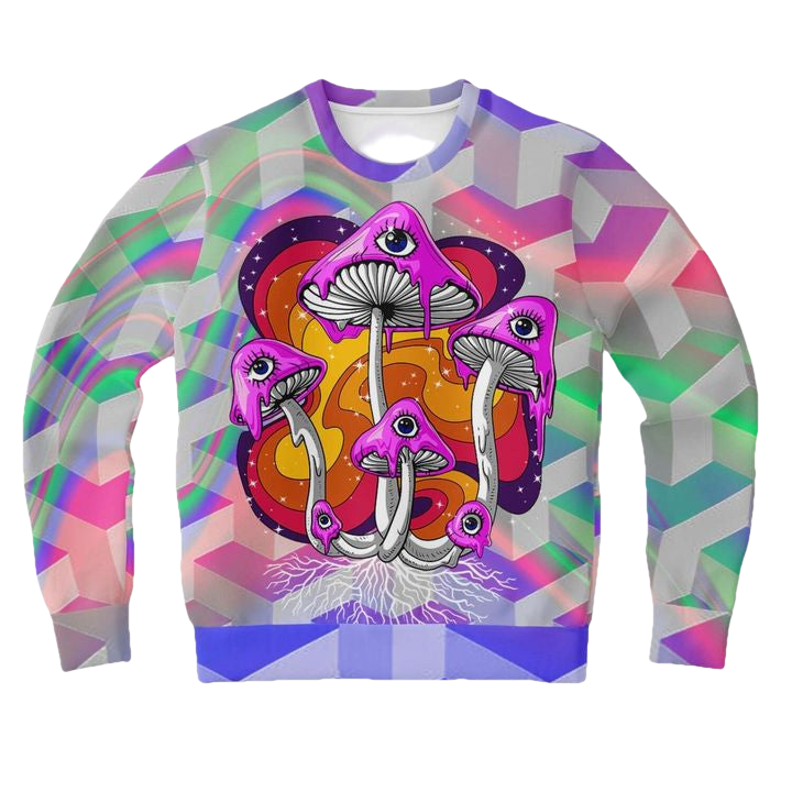 Magic Mushrooms Holographic Psychedelic 3d Ugly Christmas Sweater ? Usalast