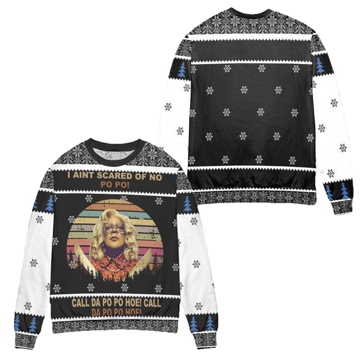 Madea Reunion Call Da Po Po Hoe Snowflake Ugly Christmas Sweater ? Black White ? Usalast