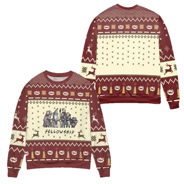 Lord Of The Rings Fellowship Snowflake Pattern Ugly Christmas Sweater ? Red ? Usalast