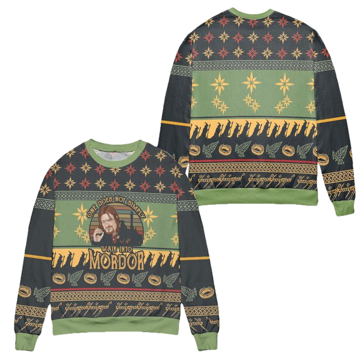 Lord Of The Rings Boromir One Does Not Simply Walk Into Mordor Ugly Christmas Sweater ? Usalast