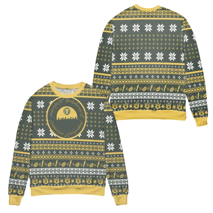 Lord Of The Rings Anneau Seigneur Des Anneaux Snowflake Pattern Ugly Christmas Sweater ? Green ? Usalast