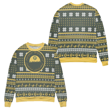 Lord Of The Rings Anneau Seigneur Des Anneaux Snowflake Pattern Ugly Christmas Sweater ? Green ? Usalast