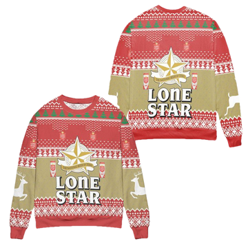 Lone Star The National Beer Of Texas Ugly Christmas Sweater ? Red ? Usalast