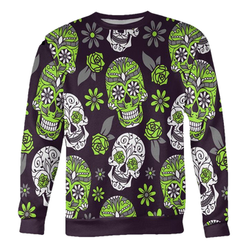 Light Green And Purple Sugar Skull Sweater ? Usalast