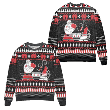 Krampus vs Kringle Pine Tree Snowflake Pattern Ugly Christmas Sweater ? Black ? Usalast