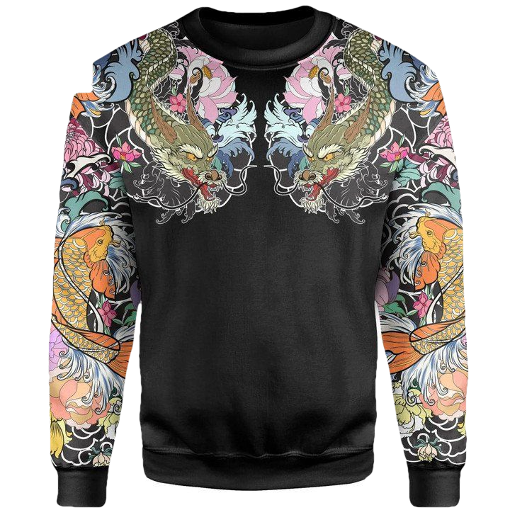 Koi Fish And Dragon Tattoo Style Sweater A7 ? Usalast