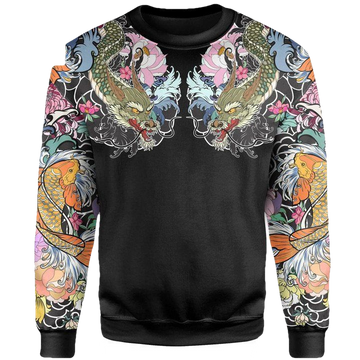 Koi Fish And Dragon Tattoo Style Sweater A7 ? Usalast