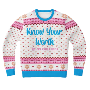 Know Your Worth Meme 2022 Design 3d Ugly Christmas Sweater ? Usalast