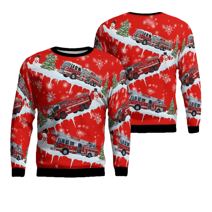 Kennedy Space Center Florida NASA Kennedy Space Center Fire Rescue Christmas Sweater 3D ? Usalast
