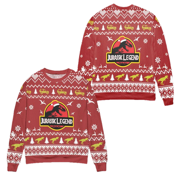 Jurassic Park Legend Dinosaur Pattern Ugly Christmas Sweater ? Red ? Usalast