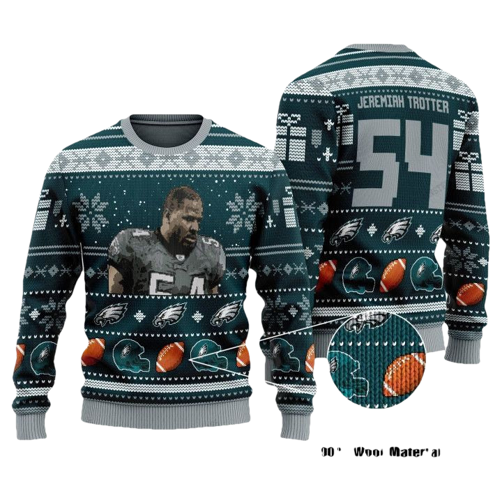 Jeremiah Trotter 54 Philadelphia Eagles Nfl Christmas Sweater ? Usalast