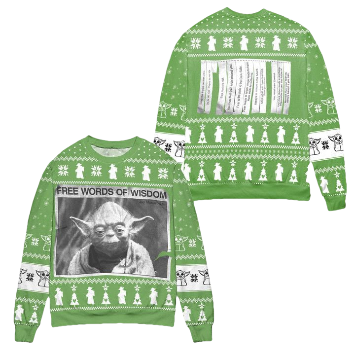 Jedi Master Yoda Star Wars Free Words Of Wisdom Ugly Christmas Sweater ? Usalast