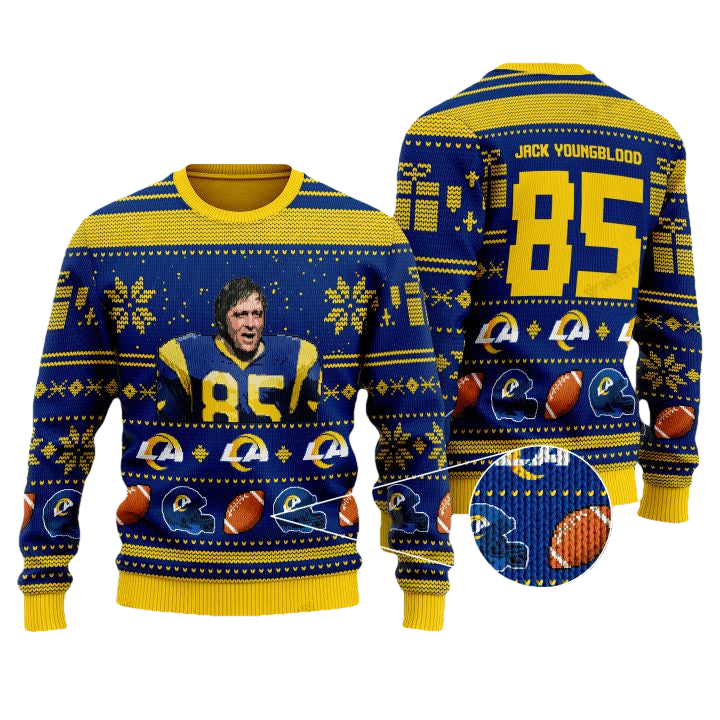 Jackson Youngblood 85 Los Angeles Rams Nfl Christmas Sweater ? Usalast