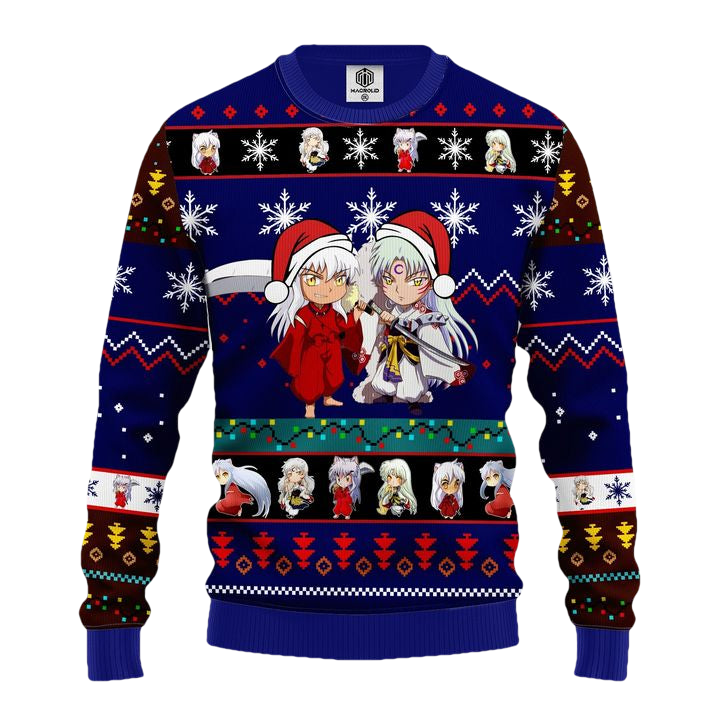 Inuyasha Ugly Christmas Sweater Blue 1 Amazing Gift Idea Thanksgiving Gift ? Usalast