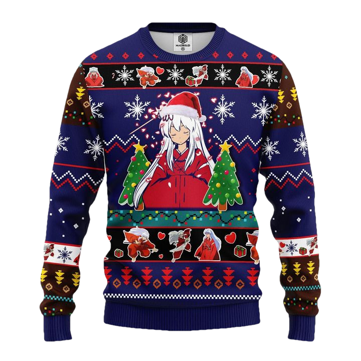 Inuyasha Anime Ugly Christmas Sweater Blue Amazing Gift Idea Thanksgiving Gift ? Usalast