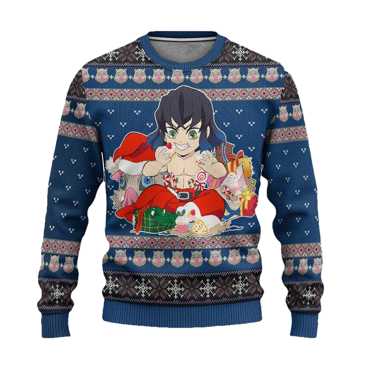 Inosuke Hashibira Demon Slayer Anime Ugly Christmas Sweater Xmas Gift ? Usalast