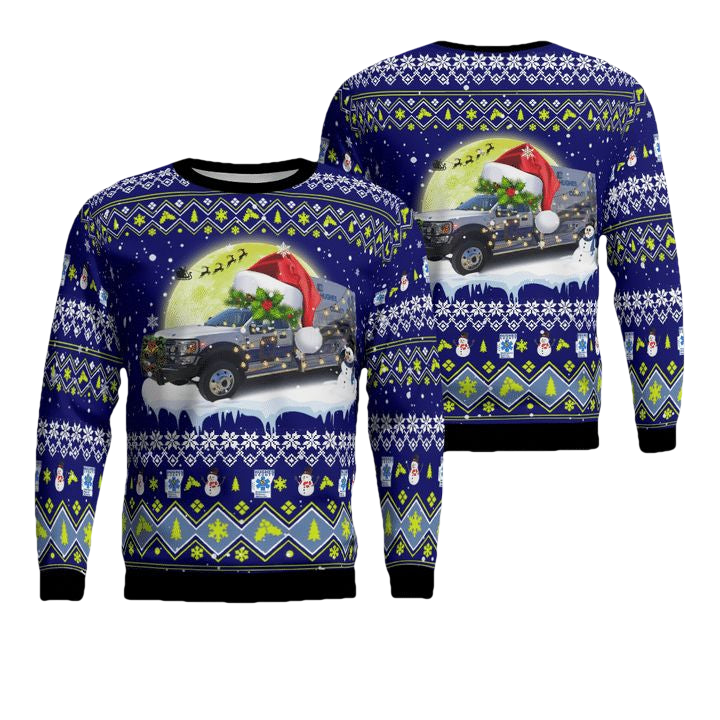 Hughes County Emergency Medical Service Christmas AOP Sweater ? ZD51 ? Usalast