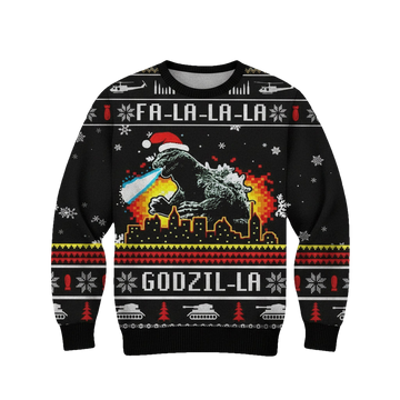 Godzilla Fa La La La La King Of Monster Godzilla Gojira 3d Ugly Christmas Sweater ? Usalast