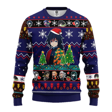 Giyu Tomioka Christmas Demon Slayer Anime Ugly Christmas Sweater Blue 1 Amazing Gift Idea Thanksgiving Gift ? Usalast