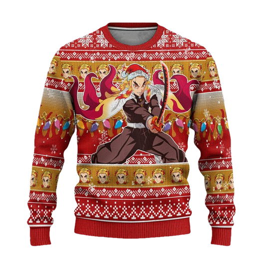 Demon Slayer Kyojuro Rengoku Anime Ugly Christmas Sweater Xmas Gift ? Usalast