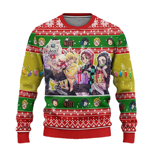 Demon Slayer Anime Ugly Christmas Sweater Characters Xmas Gift ? Usalast