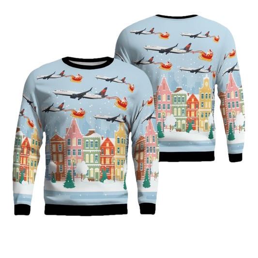Delta Airlines Boeing 737-900ER Christmas AOP Sweater ? Usalast