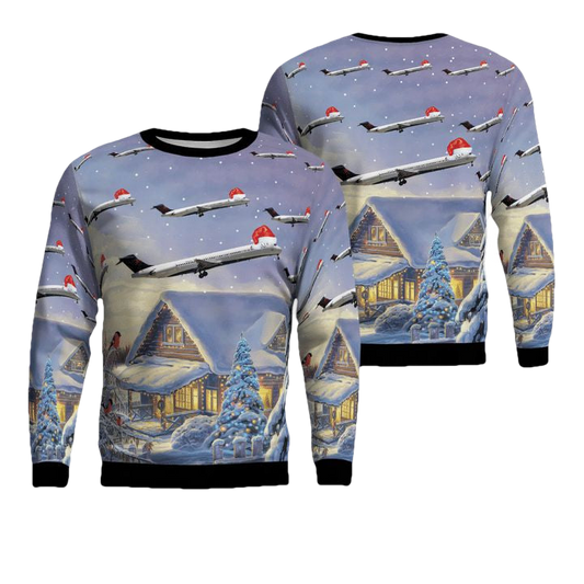 Delta Air Lines McDonnell Douglas MD-88 Christmas Sweater 3D ? X161 ? Usalast