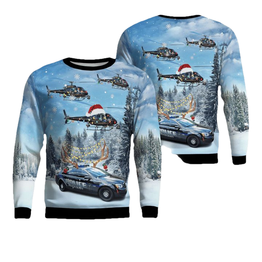 DeKalb County Police Department Eurocopter AS 350 BS A-Star Helicopter Car Christmas AOP Sweater ? Usalast